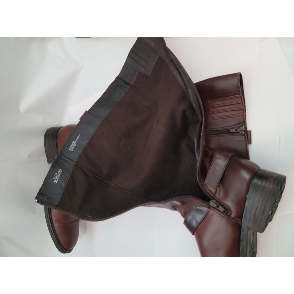 Born Riding Boots W62417 Mahogany Brown Leather Harness Tall Zip Shoes 8.5 40 - Picture 10 of 13